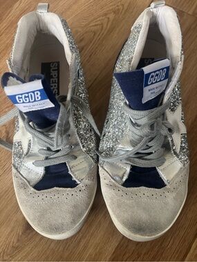 Silver Glitter & Navy Women’s Sneakers